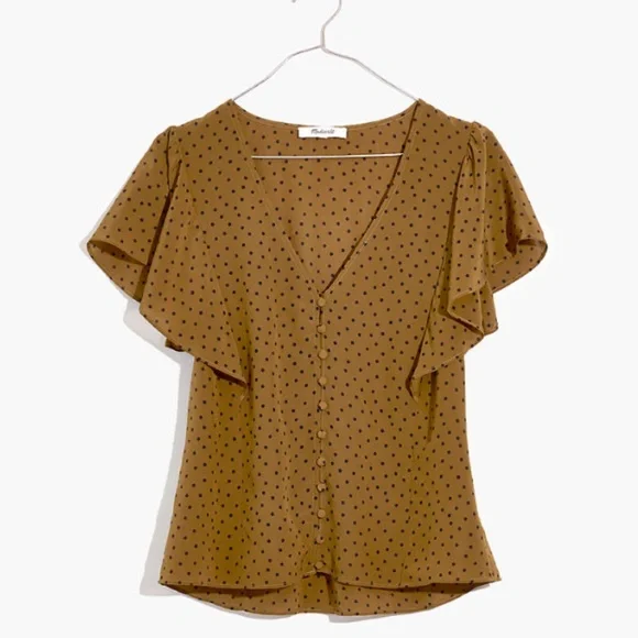 Madewell Brown Polka Dot Blouse - Picture 4 of 6